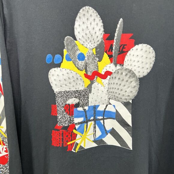 The Nike Tee Long Sleeve T Shirt Mens Size Large Black Cactus Graphic Sleeve Hit - Picture 4 of 12